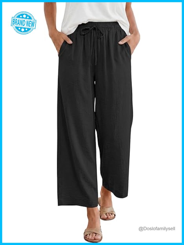 Wide Leg Palazzo Loose Casual High Waisted Trousers Beach Work Outfits
